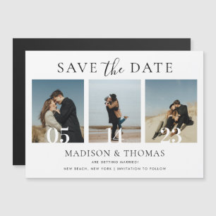 Modern Chic Photo Collage Wedding Save The Date Magnetic Invitation
