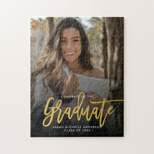 Modern Chic Photo Graduation Gift Keepsake Jigsaw Puzzle (Vertical)