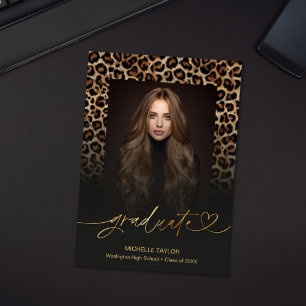 Modern Chic Photo Graduation Leopard Safari Announcement