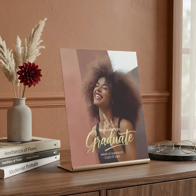 Modern Chic Photo Graduation Party  Pedestal Sign (Creator Uploaded)