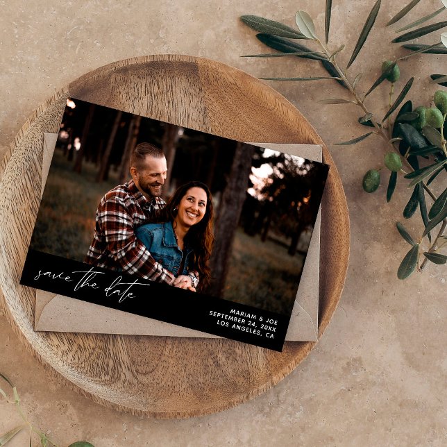 Modern Chic Photo Horizontal Save the Date White B Invitation (Creator Uploaded)