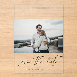 Modern Chic Photo Landscape Save the Date Acrylic Invitations
