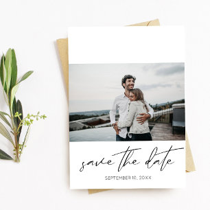 Modern Chic Photo Landscape Save the Date White Invitation