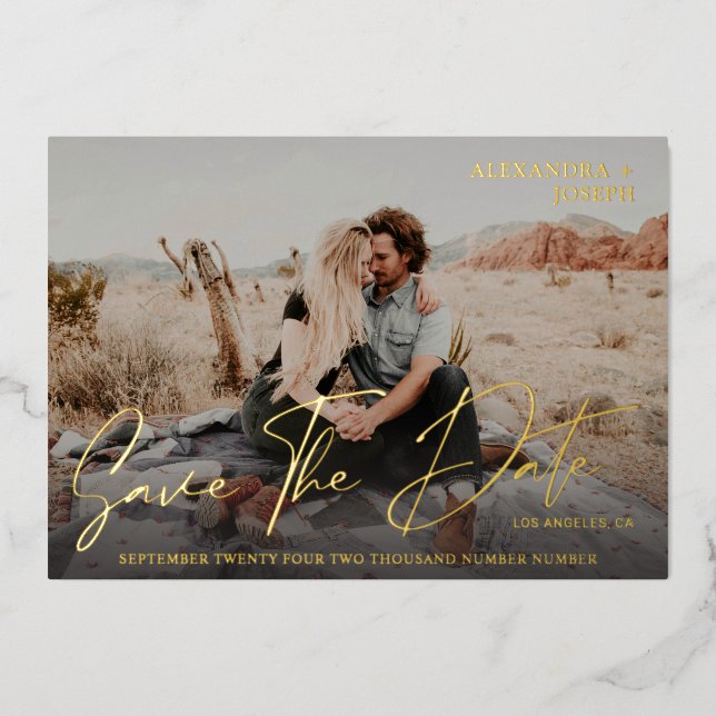 Modern Chic Photo Long Date Save the Date Full (Front)
