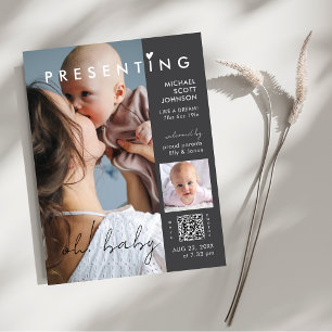 Modern Chic Photo Magazine Cover Baby Birth Postcard