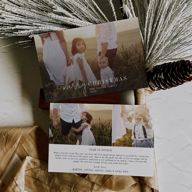 Modern Chic Photo Overlay Family News Christmas Holiday Card (Creator Uploaded)