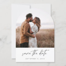 Modern Chic Photo Vertical Save the Date White Arc