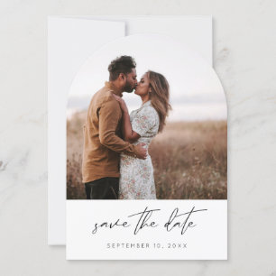 Modern Chic Photo Vertical Save the Date White Arc Invitation