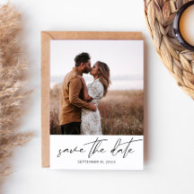 Modern Chic Photo Vertical Save the Date White Inv