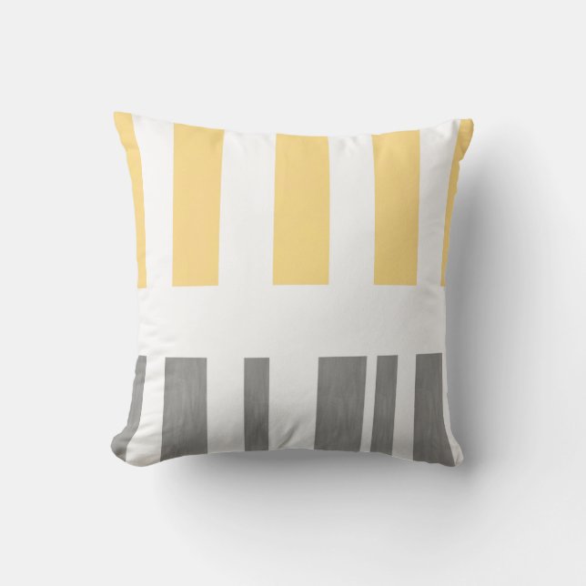 modern chic pillow stripes yellow and grey (Front)
