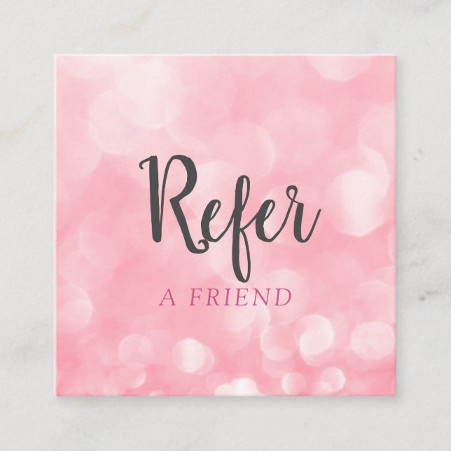 Modern Chic Pink Bokeh Referral Card (Front)