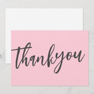 Modern Chic Pink Calligraphy Script Wedding  Thank You Card