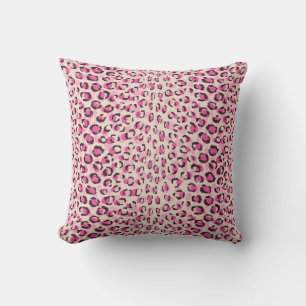 Modern chic pink cheetah print pattern monogram cushion