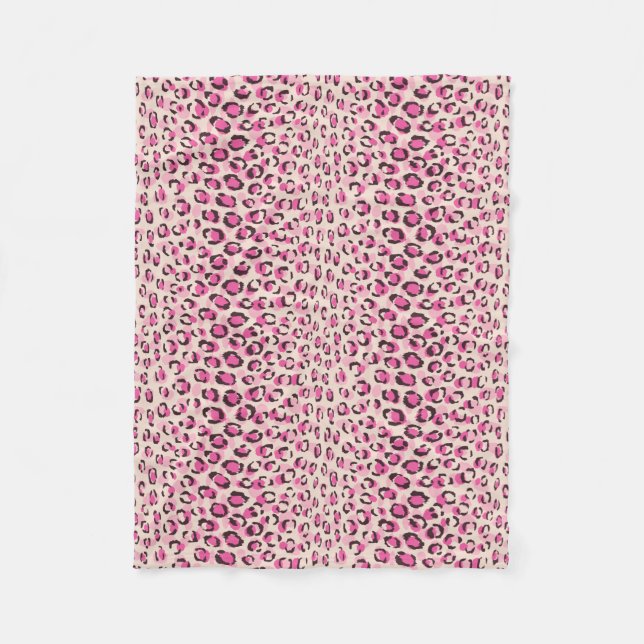 Modern chic pink cheetah print pattern monogram fleece blanket (Front)