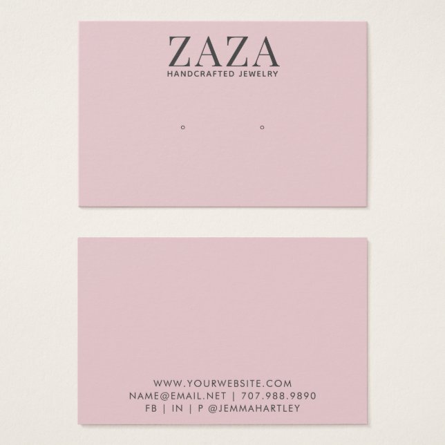 Modern Chic Pink Grey Earring Display Cards (Front & Back)