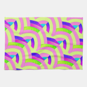 modern chic pink/lime chevrons tea towel