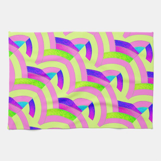 modern chic pink/lime chevrons tea towel (Horizontal)
