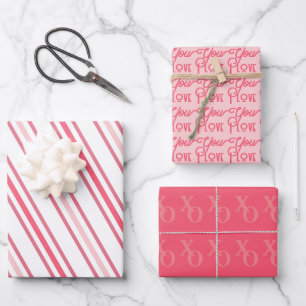 Modern Chic Pink Love Valentine’s Day Wrapping Paper Sheet