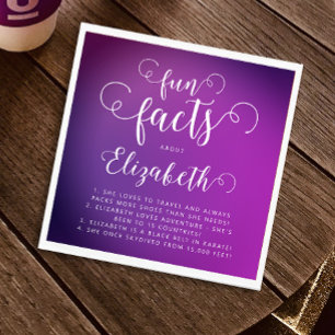 Modern Chic Pink Purple Gradient Fun Facts Lady Napkin