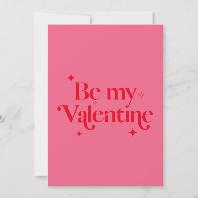 Modern Chic Pink Red Sparkle Be My Valentine Holiday Card (Front)