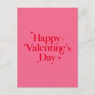 Modern Chic Pink Red Sparkle Happy Valentines Day Holiday Postcard