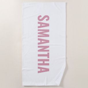 Modern Chic Pink & White  Beach Towel