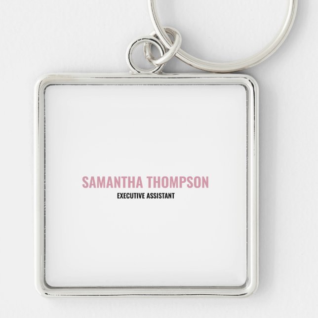 Modern Chic Pink, White & Black  Key Ring (Front)