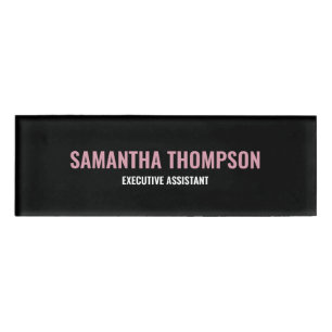 Modern Chic Pink, White & Black Name Tag