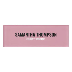 Modern Chic Pink, White & Black Name Tag