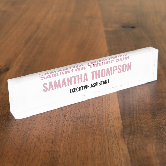 Modern Chic Pink, White & Black  Nameplate (Side)