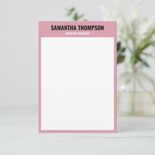 Modern Chic Pink, White & Black Note Card (Standing Front)
