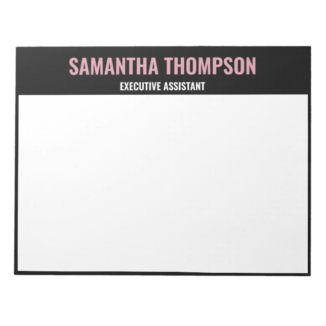 Modern Chic Pink, White & Black Notepad (Front)