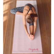 Modern Chic Pink White Stripes Monogram Exercise