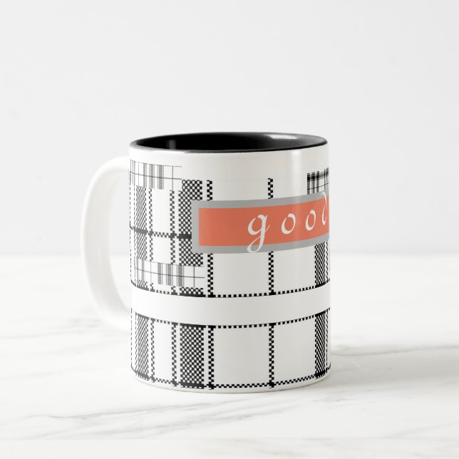 Modern Chic  Plaid  Black and White Classic Mug  (Front Left)