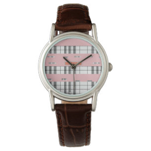 Modern Chic Plaid Black and White Women  Watch