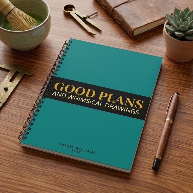 Modern Chic Plans with Custom Name | Cool Planner  Notebook (Unique custom planner notebook gift ideas)