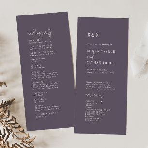Modern Chic Plum Purple Flat Wedding Program Programme