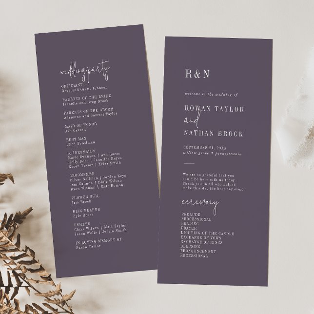 Modern Chic Plum Purple Flat Wedding Program Programme (Creator Uploaded)
