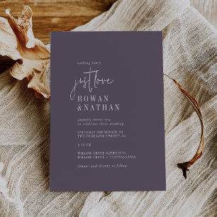 Modern Chic Plum Purple Just Love Wedding Invitation