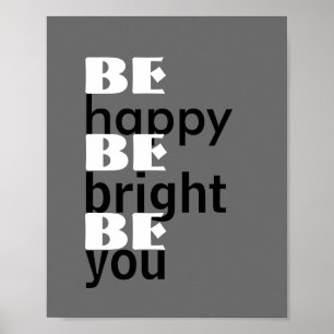modern chic poster be happy quote