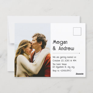 Modern chic poto wedding postcard