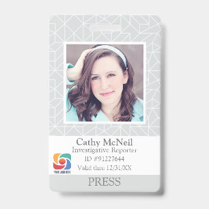 Modern Chic Press Reporter Photographer Staff ID Badge