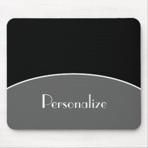 Modern Chic Professional Black With Name Mouse Mat
