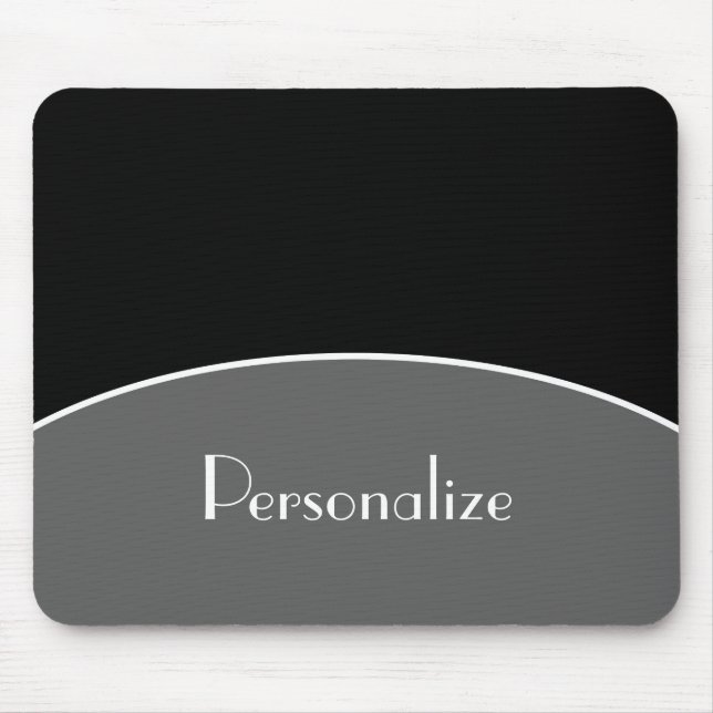 Modern Chic Professional Black With Name Mouse Mat (Front)