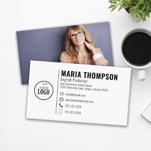 Modern Chic Professional Minimalist Logo Photo Business Card