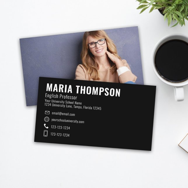 Modern Chic Professional Minimalist Simple Photo Business Card (Creator Uploaded)