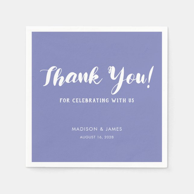 Modern Chic Purple Script Thank You Wedding Napkin (Front)