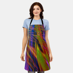Modern Chic Rainbow Feather-Like Tartan Plaid Apron
