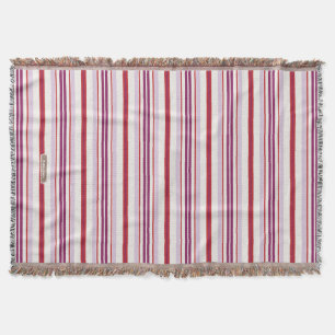 Modern chic red and purple stripes fabric throw blanket