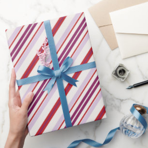 Modern chic red and purple stripes fabric wrapping paper